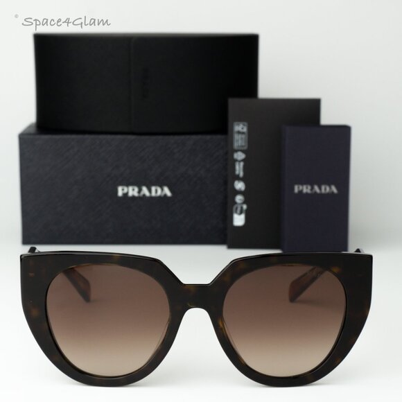 Prada Women Sunglasses Havana Brown Gradient Cat Eye PR14WS 2AU6S1 BRAND NEW - Picture 3 of 8